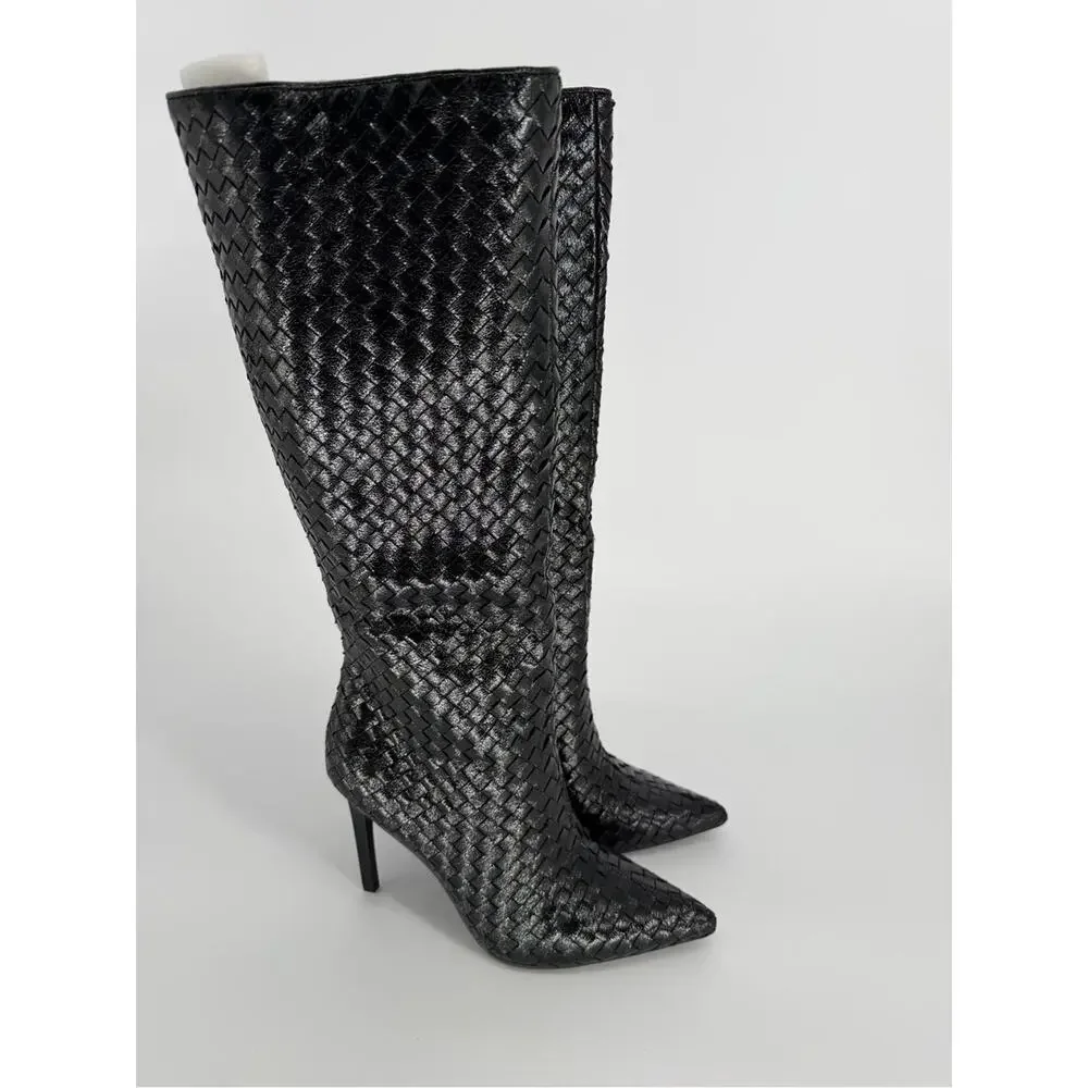 I.N.C. Savonia Black Woven Knee High Boots Womens - 7M